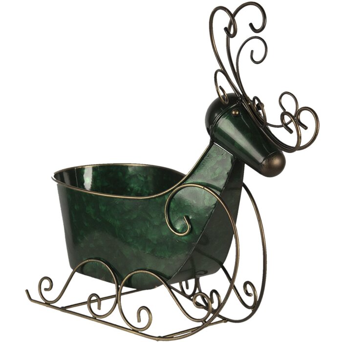 Clayre & Eef 6Y4444 Sanie de ren verde 34x17x37 cm Decorațiune din fier