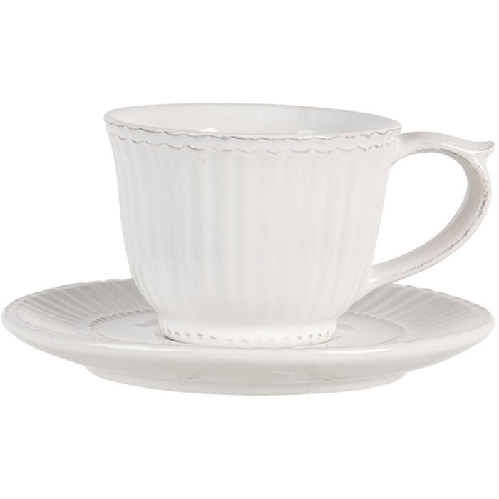 Ceașcă de cafea cu farfurioară crem Ø 15x8 cm - 120 ml PLKS
