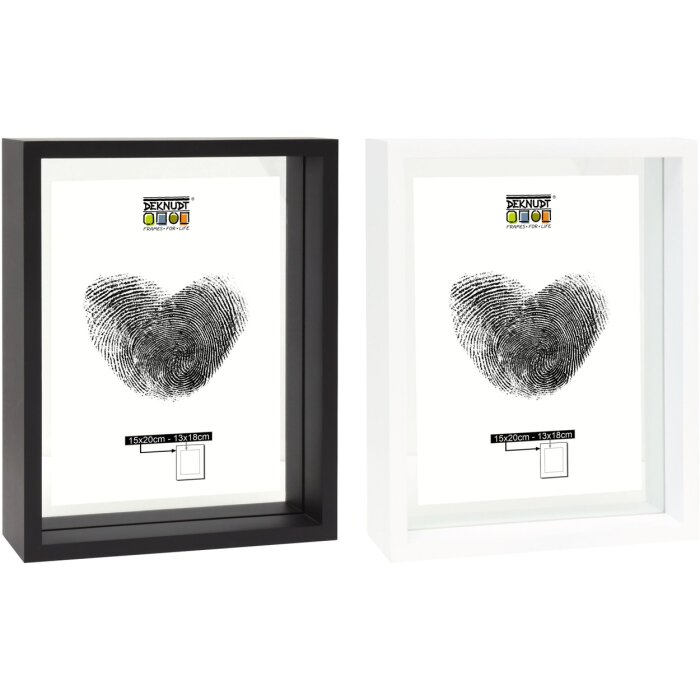 Deknudt Glasrahmen mit Holzkante mit Glas-Passepartout weiß oder schwarz