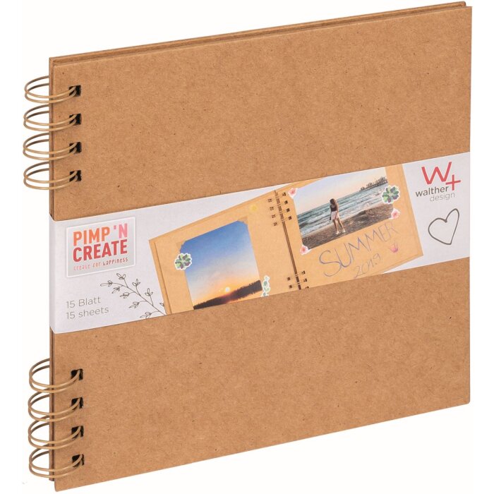 Walther Spiralalbum PIMP AND CREATE braun 19x19 cm 30 braune Seiten