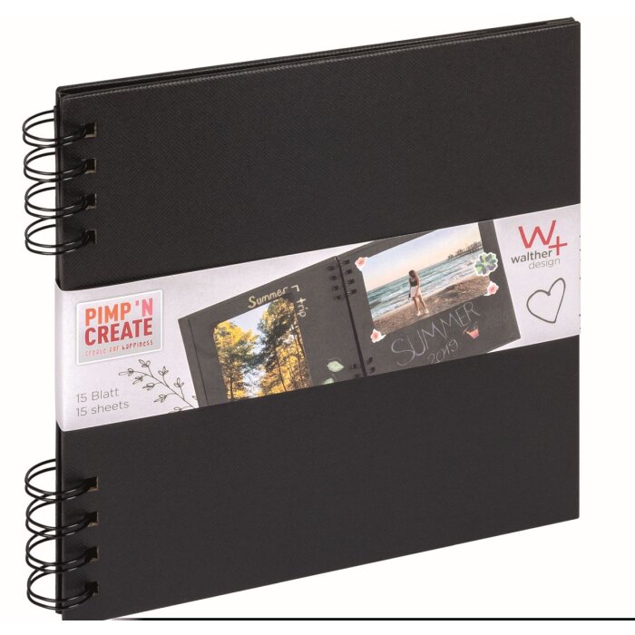 Walther Spiralalbum PIMP AND CREATE schwarz 19x19 cm 30 Seiten