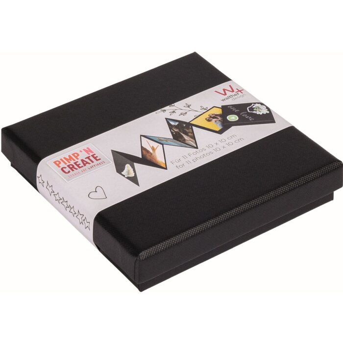 Walther fanfold box PIMP AND CREATE 10 fotografii 10x10 cm negru