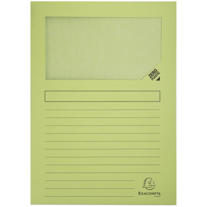 Set de 100 de mape pentru fișiere Exacompta, 22x31 cm, fără plastic, verde deschis
