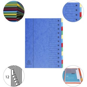 Exacompta Ordnungsmappe 12-teilig A4 Harmonika blau