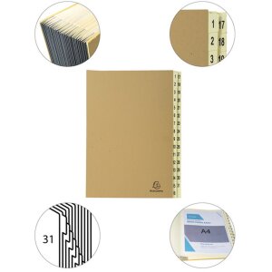 Exacompta Ordnungsmappe 31 Fächer 1-31 DIN A4 Kraft braun