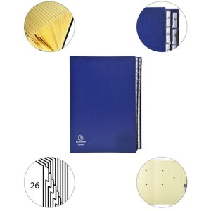 Mapă de ordonare Exacompta, 26 compartimente A-Z, format DIN A4, albastru