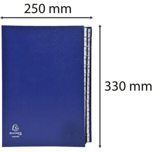 Mapă de ordonare Exacompta, 26 compartimente A-Z, format DIN A4, albastru