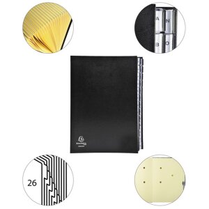 Mapă de ordonare cu spate elastic, 26 dosare A-Z, DIN A4, negru