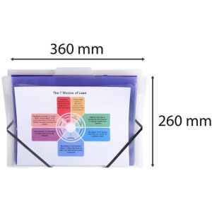 Mapă cu șifonieră Crystal transparentă, 6 compartimente DIN A4, pentru suspendare
