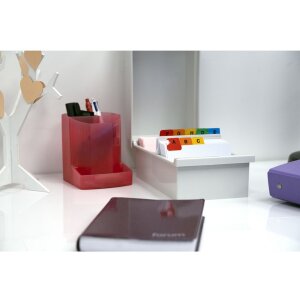 Exacompta Karteikasten mit Deckel für Karteikarten DIN A7 Lichtgrau