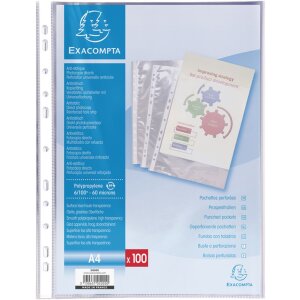 Cutie cu 100 de huse de prospect A4 Exacompta 5000E, polipropilen 60µ, cristal