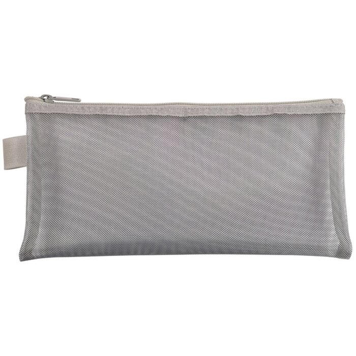 Exacompta Geantă cu fermoar din nylon argintiu 8x18 cm