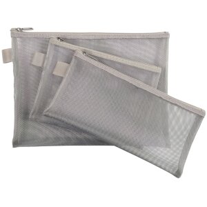 Exacompta Geantă cu fermoar din nylon argintiu 8x18 cm