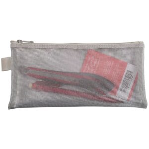 Exacompta Geantă cu fermoar din nylon argintiu 8x18 cm