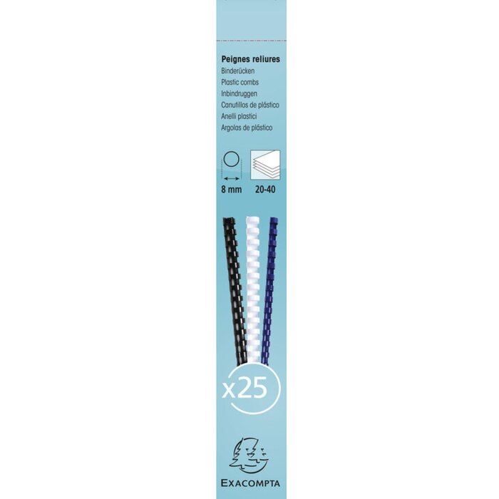 Exacompta cutie cu 25 spirale PVC 8mm pentru legare A4 - Alb