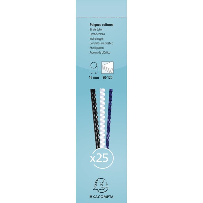Spirale Exacompta 76500E, 16 mm, 25 buc, alb – pentru legare documente A4
