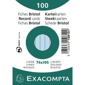 Exacompta Karteikarten A7 liniert 100 Stück azurblau...