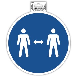 Exacompta Klebeschild Halten Sie Abstand 20 cm