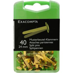 Exacompta Box mit 40 Musterbeutel Klammern 24 mm Gold
