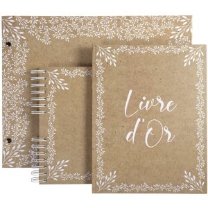 Carte de oaspeți Kraft 27x22 cm cu ornamente aurii
