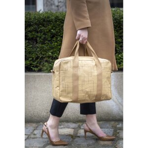 Geantă Exacompta 39x29x15cm, din carton cu efect piele, serie Eterneco maro cu motive geometrice