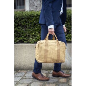 Geantă Exacompta 39x29x15cm, din carton cu efect piele, serie Eterneco maro cu motive geometrice