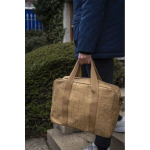 Geantă Exacompta 39x29x15cm, din carton cu efect piele, serie Eterneco maro cu motive geometrice