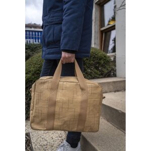 Geantă Exacompta 39x29x15cm, din carton cu efect piele, serie Eterneco maro cu motive geometrice