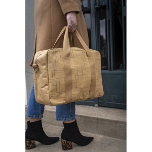 Geantă Exacompta 39x29x15cm, din carton cu efect piele, serie Eterneco maro cu motive geometrice