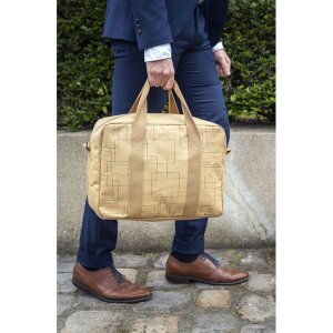 Geantă Exacompta 39x29x15cm, din carton cu efect piele, serie Eterneco maro cu motive geometrice