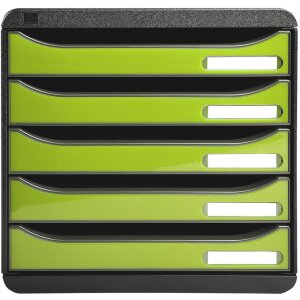 Exacompta Schubladenbox Big Box Plus 5 offene Schubladen Iderama Anisgrün glossy
