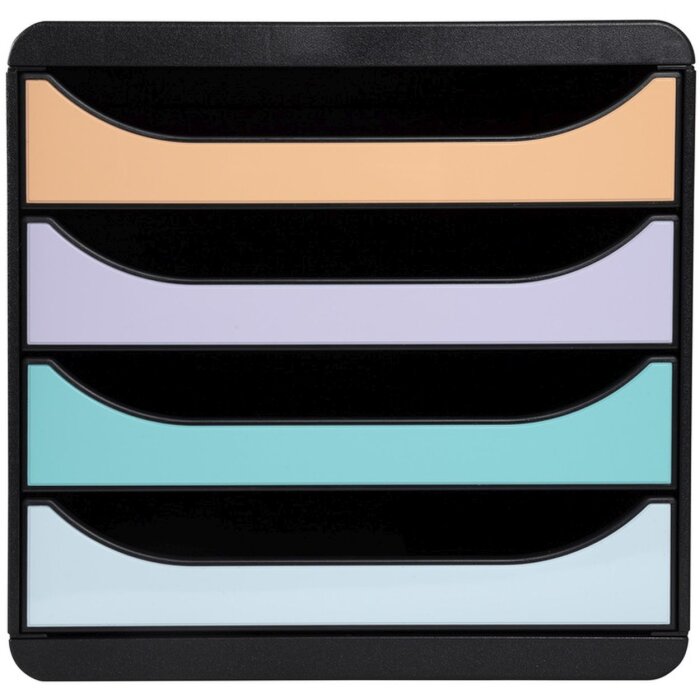 Boxă de dosare Exacompta Big Box Plus, 4 dosare deschise, aquarel