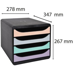 Boxă de dosare Exacompta Big Box Plus, 4 dosare deschise, aquarel