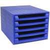 Cutie cu 5 sertare deschise Exacompta THE BOX, albastru kobalt