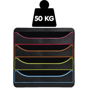 Exacompta Big Box Plus, cutie cu 4 sertare deschise, negru lucios