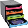 Exacompta Big Box Plus, cutie cu 4 sertare deschise, negru lucios