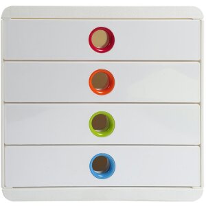 Exacompta 314398D Schubladenbox POP-BOX 4 Schubladen Weiß Harlekin