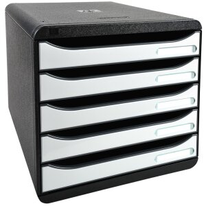 Exacompta Schubladenbox Big Box Plus 5 offene Schubladen Glossy Weiß glossy