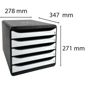 Exacompta Schubladenbox Big Box Plus 5 offene Schubladen Glossy Weiß glossy