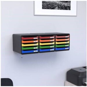 Exacompta Schubladenbox Big Box Plus 5 offene Schubladen Schwarz Glossy