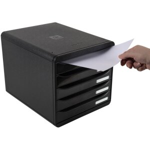 Exacompta Schubladenbox Big Box Plus 5 offene Schubladen Schwarz Glossy