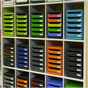 Exacompta Schubladenbox Big Box Plus 5 offene Schubladen Schwarz Glossy