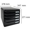Exacompta Schubladenbox Big Box Plus 5 offene Schubladen Schwarz Glossy