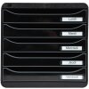 Exacompta Schubladenbox Big Box Plus 5 offene Schubladen Schwarz Glossy