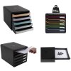 Exacompta Schubladenbox Big Box Plus 5 offene Schubladen Schwarz Glossy
