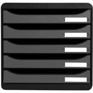 Exacompta 309738D Schubladenbox Big Box Plus 5 Schubladen Metallic-Silber