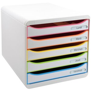 Exacompta Schubladenbox Big Box Plus 5 Schubladen Weiß Harlekin