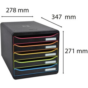Exacompta Schubladenbox Big Box Plus 5 Schubladen Schwarz/Harlekin