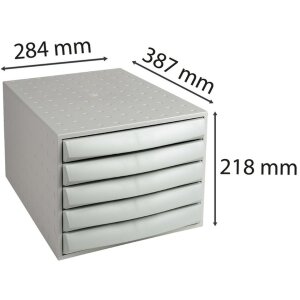 Boxă de sertare Exacompta THE BOX – 5 sertare închise, gri deschis, pentru birou