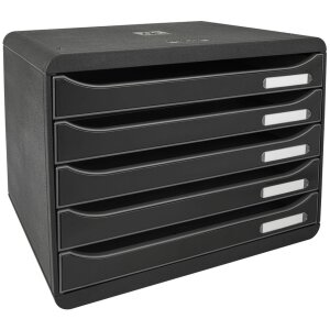 Exacompta 308714D Schubladenbox Big Box Plus Horizon Schwarz 5 Schubladen